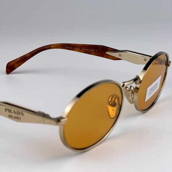 NEW Prada PR65ZS ZVN02Z Pale Gold Orange Oval Metal Unisex Sunglasses - Picture 12 of 13